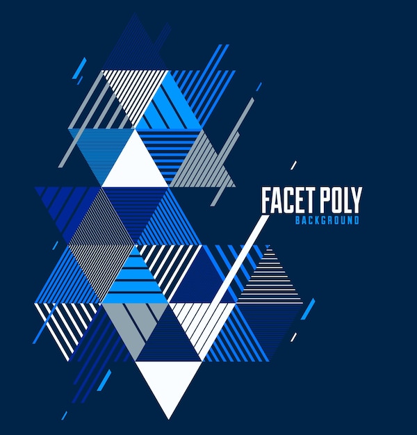 Diseño abstracto poligonal bajo poli vector, fondo de estilo retro artístico para anuncios o impresiones, portada o póster, pancarta o tarjeta. Triángulos 3D lineales y elementos de cubos.