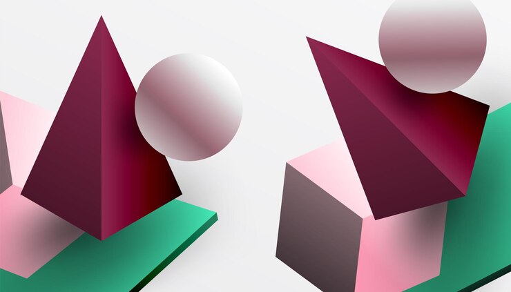 Vector diseño abstracto que muestra cubos isométricos pirámides cuadrados y esferas en un vibrante diseño 3d moderno y dinámico perfecto para diseño tecnológico o temas futuristas