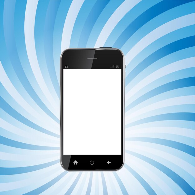 Vector diseño abstracto realista teléfono móvil con pantalla en blanco.ilustración de vector