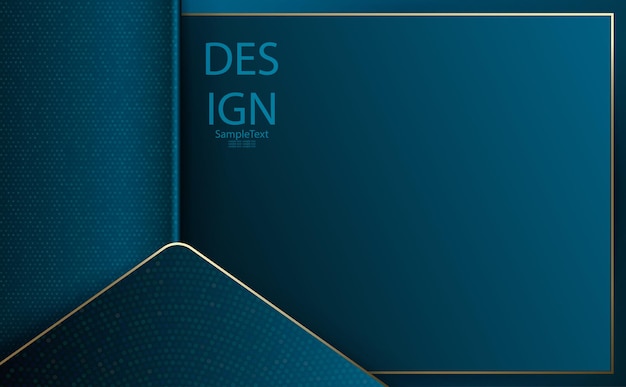 Diseño abstracto de textura azul con marco y borde dorado