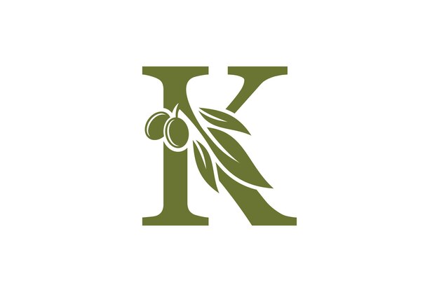 diseño de aceite de oliva con el concepto de la letra k