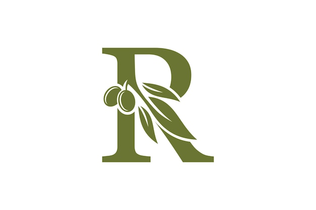 diseño de aceite de oliva con el concepto de la letra r