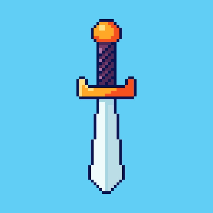 Vector diseño de activos de juegos de espadas de pixel art