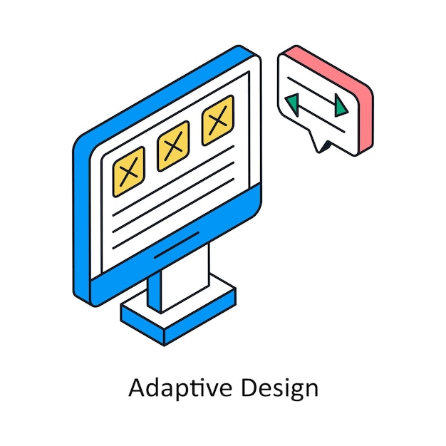 Diseño adaptativo Icono de estilo isométrico Símbolo en fondo blanco Archivo EPS 10
