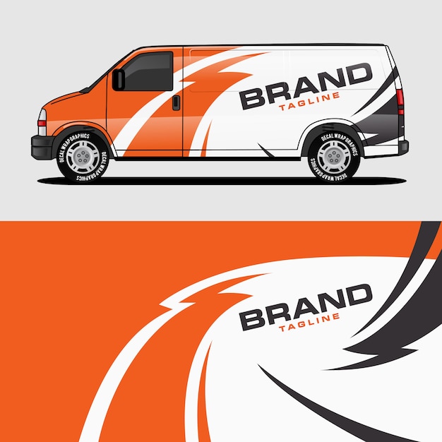 Diseño de adhesivo y calcomanía envoltura de diseño de camioneta naranja