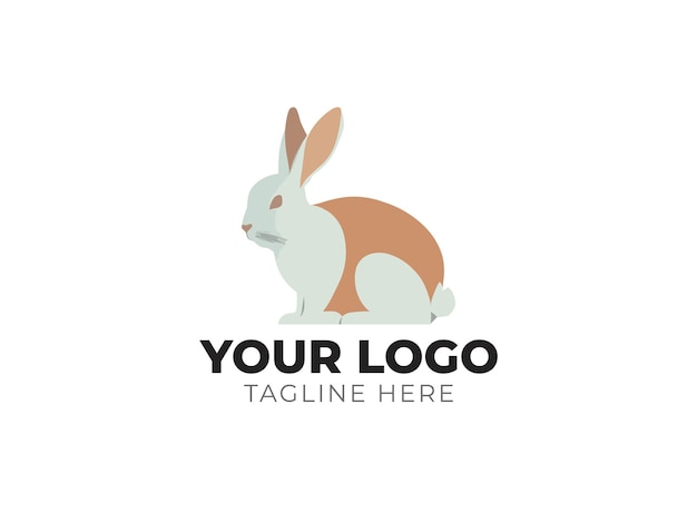 Diseño adorable del vector del logotipo del conejo