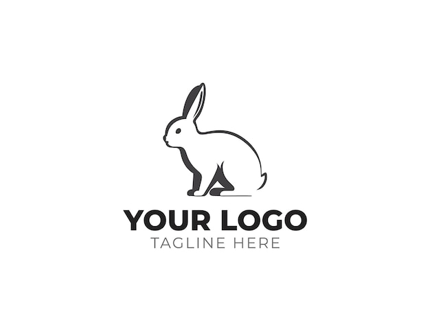 Diseño adorable del vector del logotipo del conejo