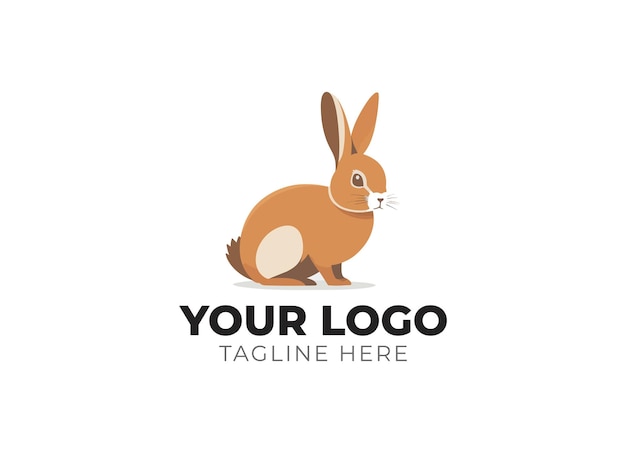 Diseño adorable del vector del logotipo del conejo