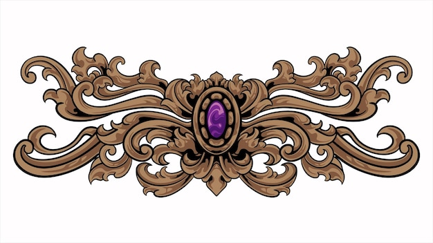 Diseño de adorno grabado de estilo clásico para hermosos elementos de boda e invitación, color editable