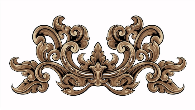 Diseño de adorno grabado de estilo clásico para hermosos elementos de boda e invitación, color editable
