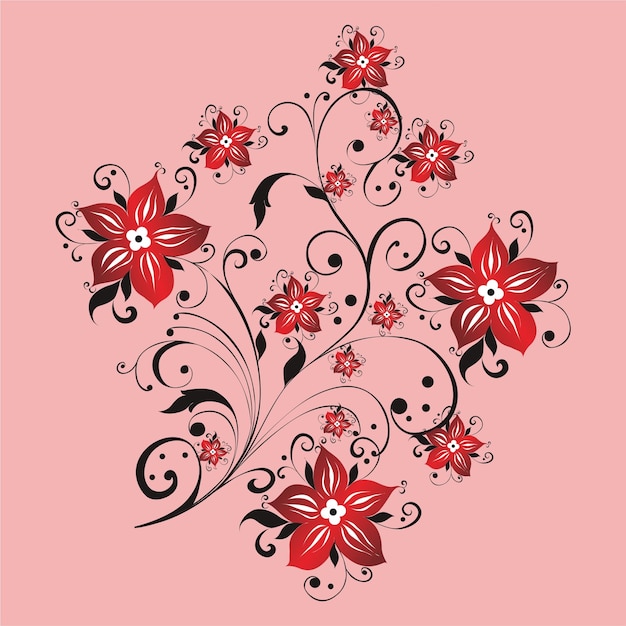 Diseño de adorno de vector floral totalmente editable 06