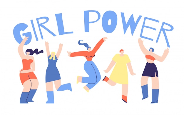 Diseño de Afiliación de Personajes Planos de Girl Power