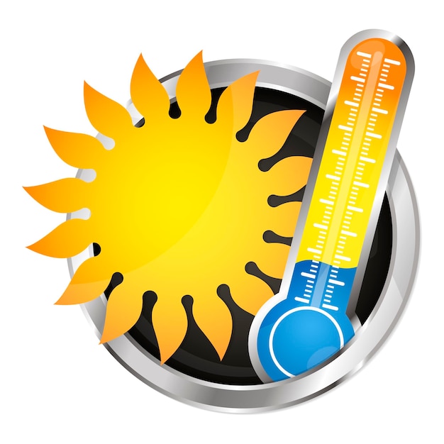 Vector diseño de aire acondicionado sol y termómetro.
