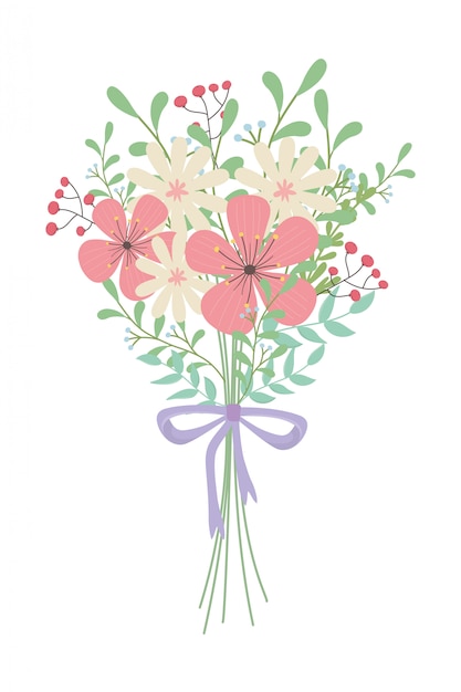 Diseño aislado de ramo de flores