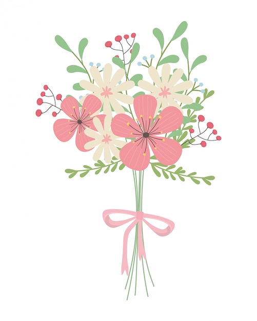 Vector diseño aislado de ramo de flores