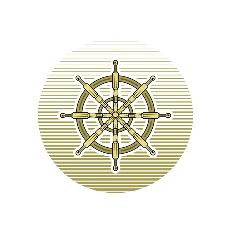 Vector diseño aislado de ruedas de barcos antiguos
