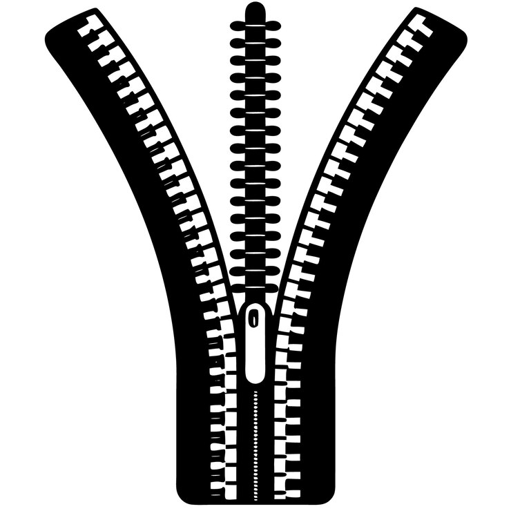 Vector diseño aislado de silueta vectorial del icono de la cremallera en un fondo blanco