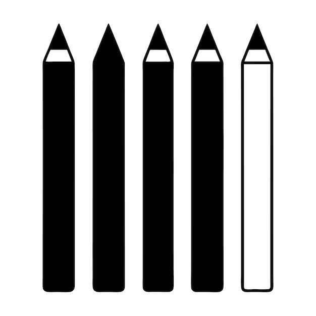 Diseño aislado vectorial del icono del logotipo del conjunto de lápices sobre un fondo blanco