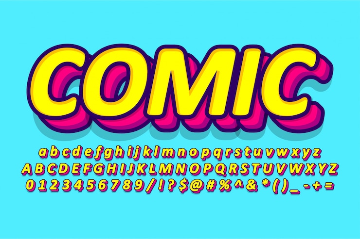 Vector diseño de alfabeto cómico, fuente retro pop art