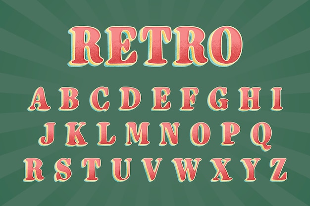Diseño del alfabeto de la fuente retro