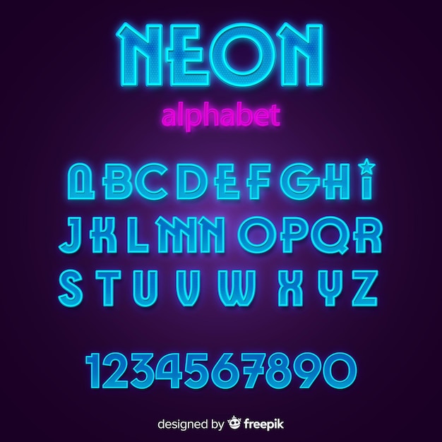 Diseño del alfabeto de neón