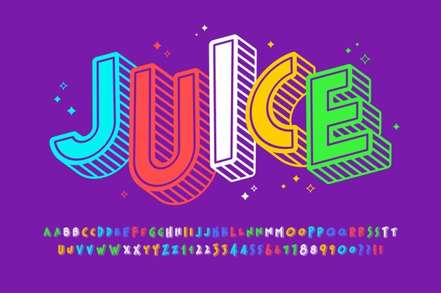 Diseño de alfabeto original cómico de moda tipografía colorida ilustración vectorial