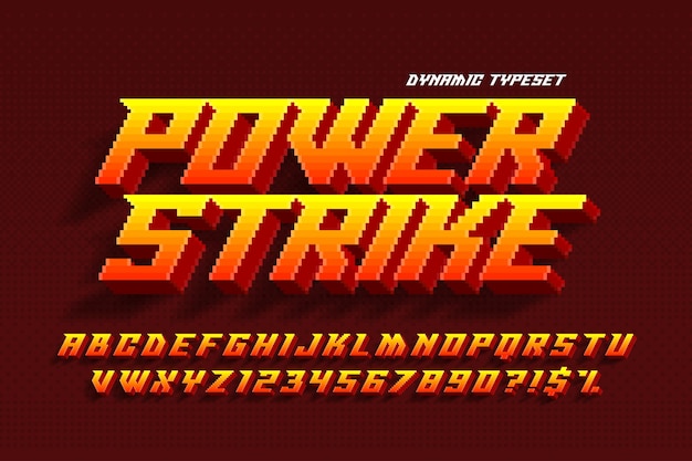 Diseño de alfabeto de píxeles dinámicos estilizado como en juegos de 8 bits