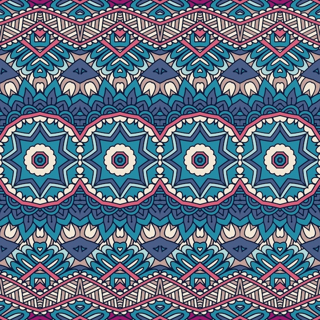 Diseño de alfombras geométricas Vector patrón sin costura étnico boho mandalaart patrón