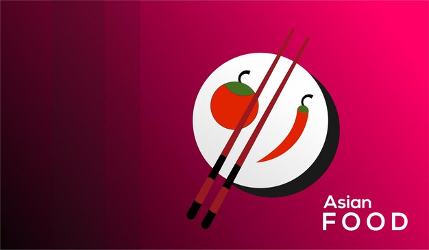 Diseño de alimentos asiáticos de fondo minimalista
