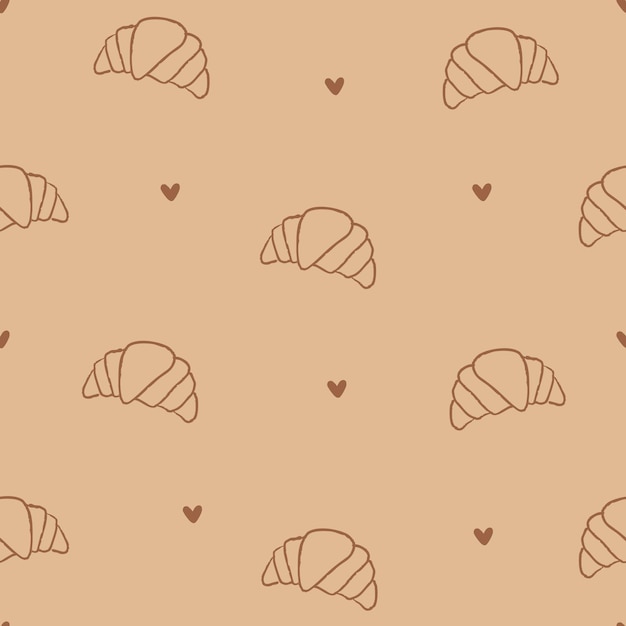 Diseño de alimentos de panadería dibujado a mano en beige y marrón mocha