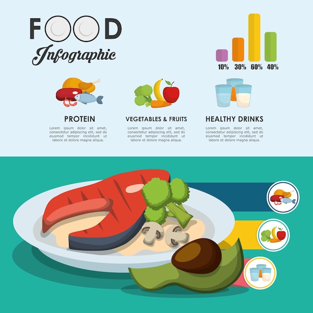 Vector diseño de alimentos sanos y orgánicos.