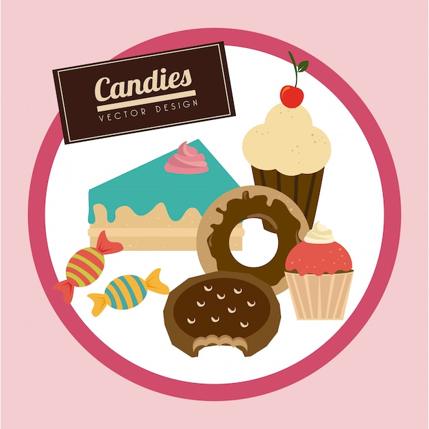 Vector diseño de alimentos sobre fondo rosa ilustración vectorial