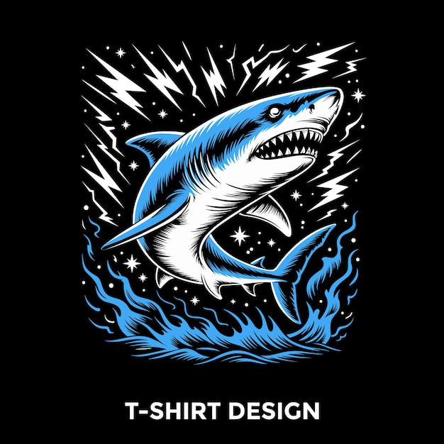 Diseño amenazante de camisetas de tiburón