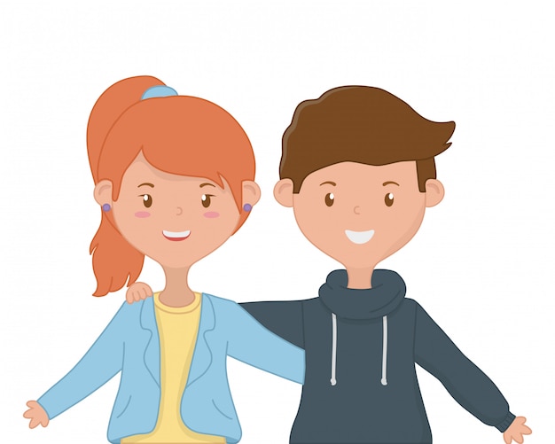 Vector diseño de amistad de niña y niño