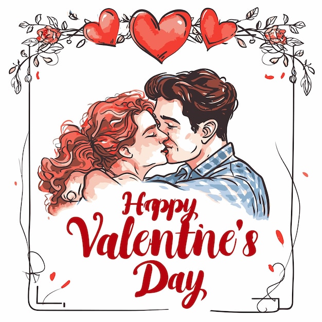 Vector diseño de amor con una pareja enamorándose de la ilustración de banner del día de san valentín