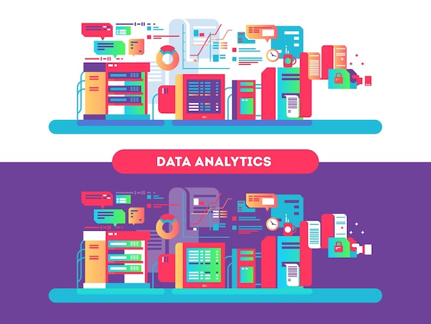 Vector diseño de análisis de datos plano