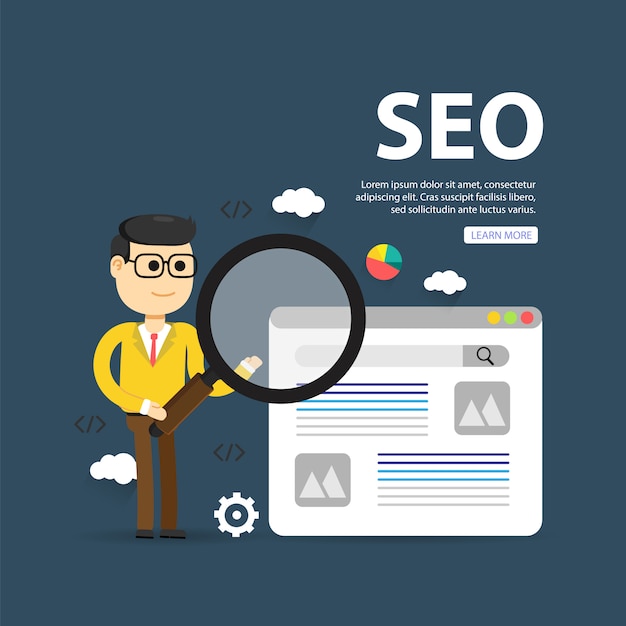 Diseño de análisis web de ilustración plana, optimización SEO