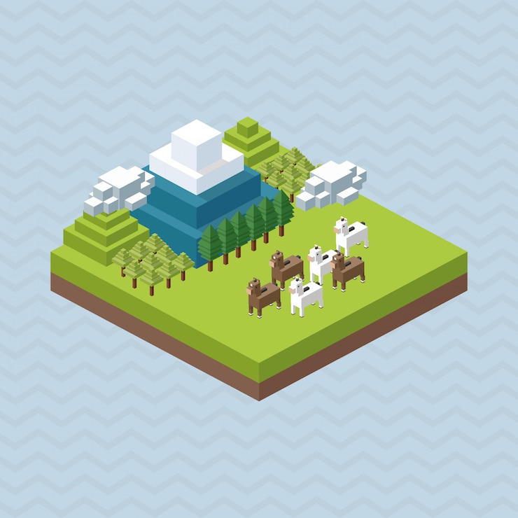 Vector diseño animal isométrica concepto de naturaleza