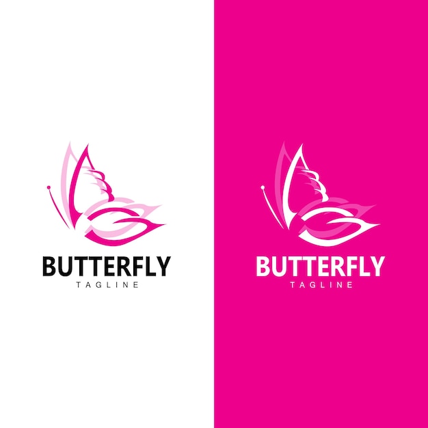 Diseño animal del logotipo de mariposa con hermosa plantilla de símbolo de ala