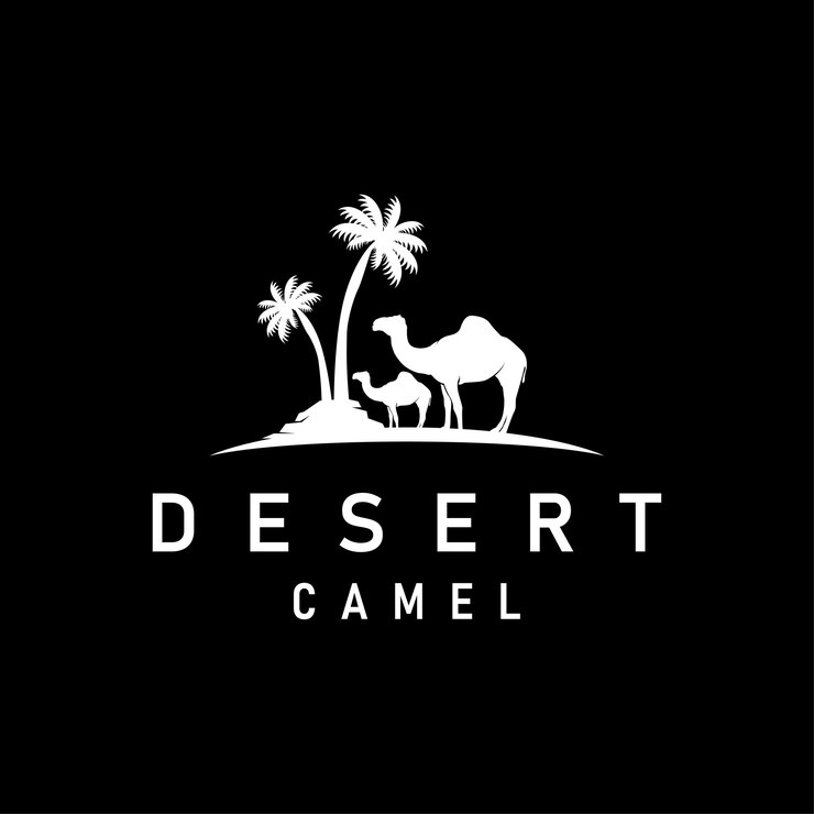 diseño de animales del desierto sahara silueta logotipo camello sencillo concepto moderno vintage caravana camello plantilla de ilustración símbolo de marca negocio de productos