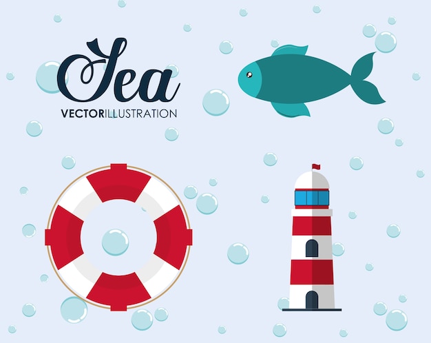 Vector diseño de animales y estilo de vida de mar