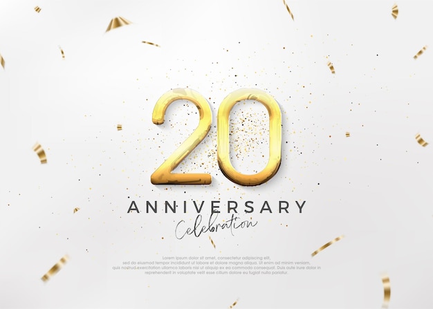 Diseño de aniversario v simple y brillante con números dorados lujosos y elegantes