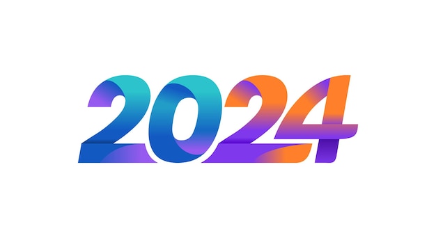 Diseño de año nuevo de 2024 con texto de gradiente creativo