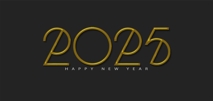 Diseño de año nuevo 2025 con números dorados simples