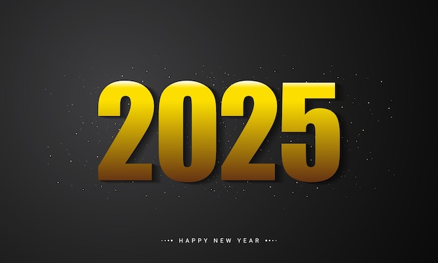 Diseño de Año Nuevo Dorado 2025 en fondo negro
