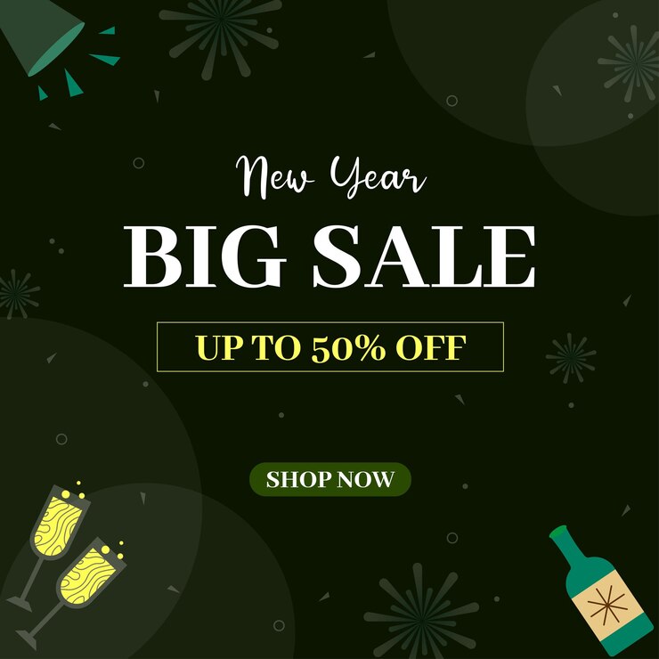 Diseño de año nuevo Flat Big Sale Instagram Post