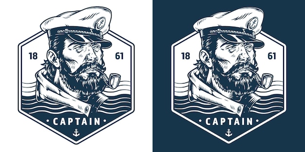 Diseño antiguo de la insignia del capitán con una pipa
