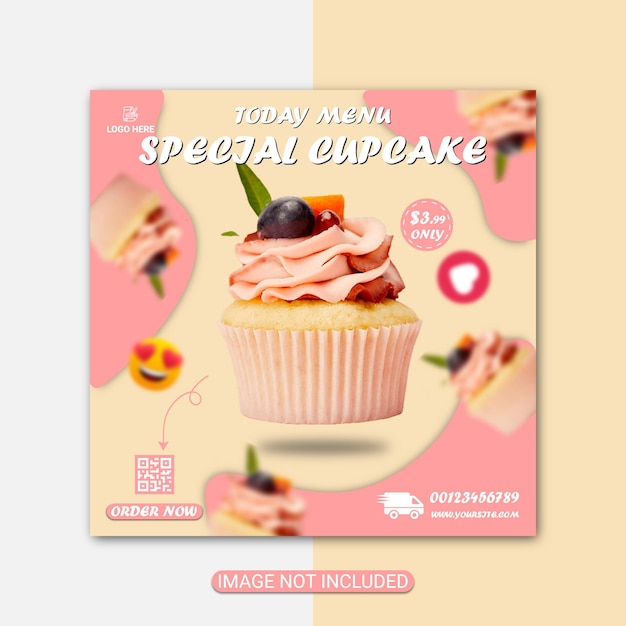 Diseño de anuncios de banner de cupcake dulce vector premium