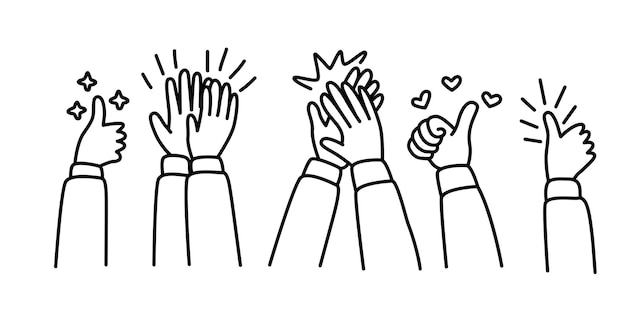 diseño de aplauso dibujado a mano ilustración de gesto de mano