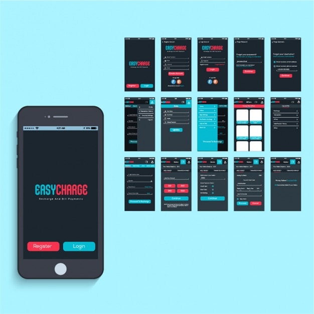 Diseño de aplicación móvil con detalles de color